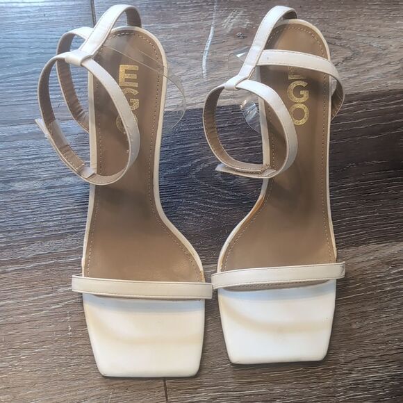 Ego White Strappy High‎ Heels Women's Size 7 - Picture 1 of 7